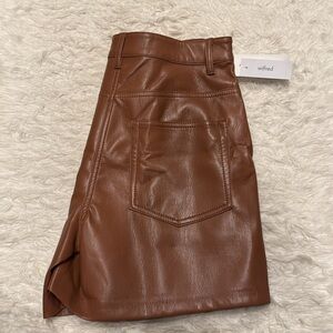 Aritzia Wilfred Brown Leather Skort